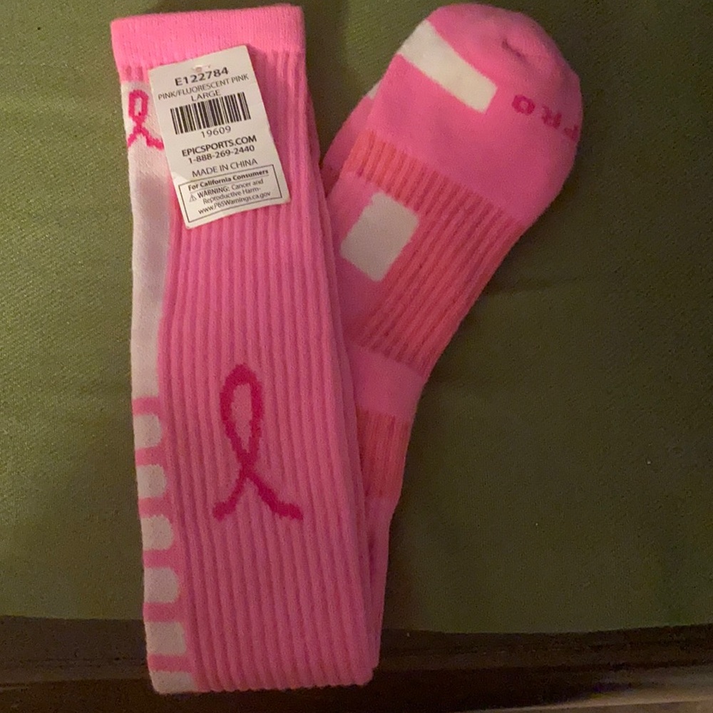 Breast cancer pink baseball socks